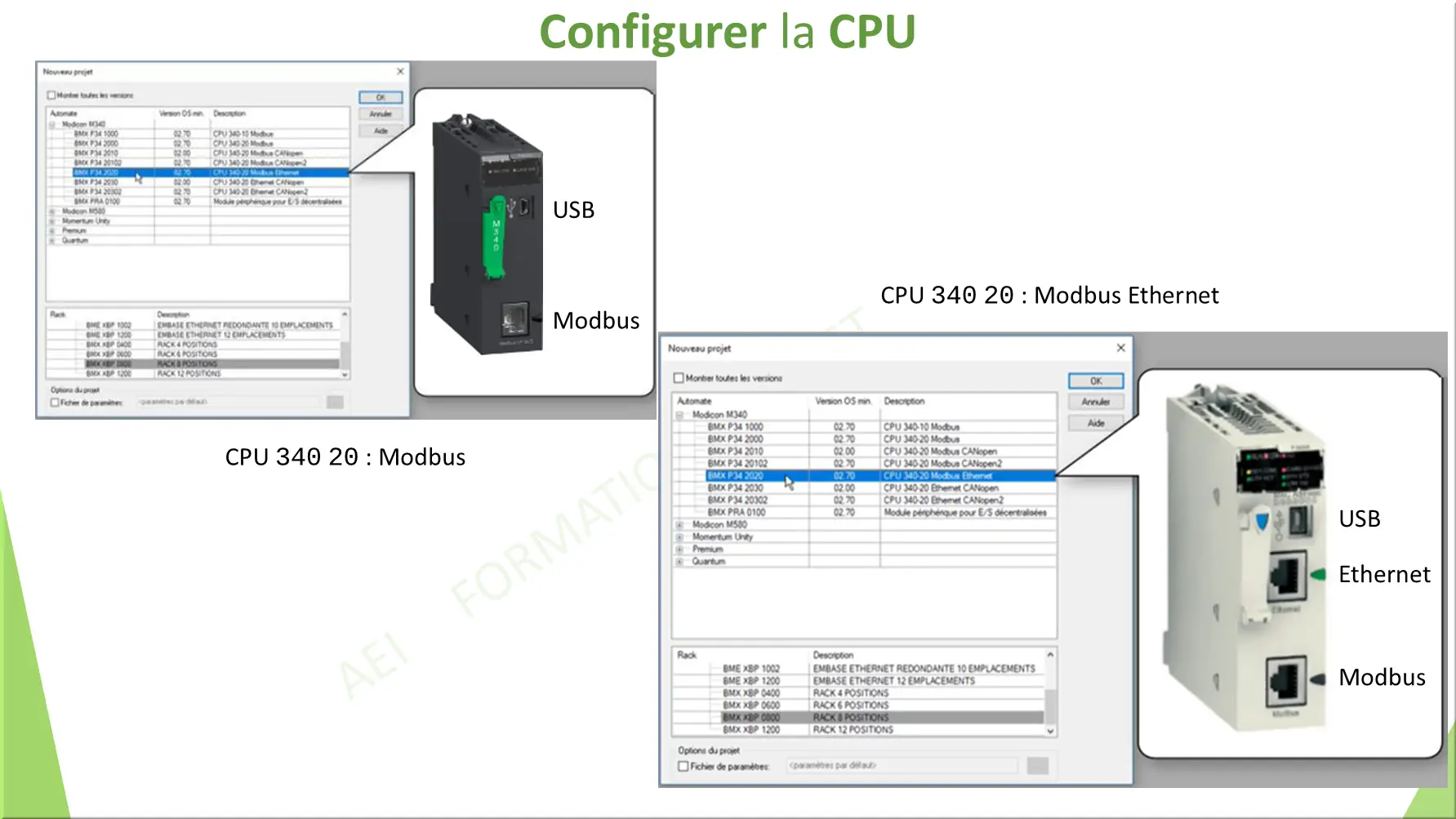 Configurer la CPU